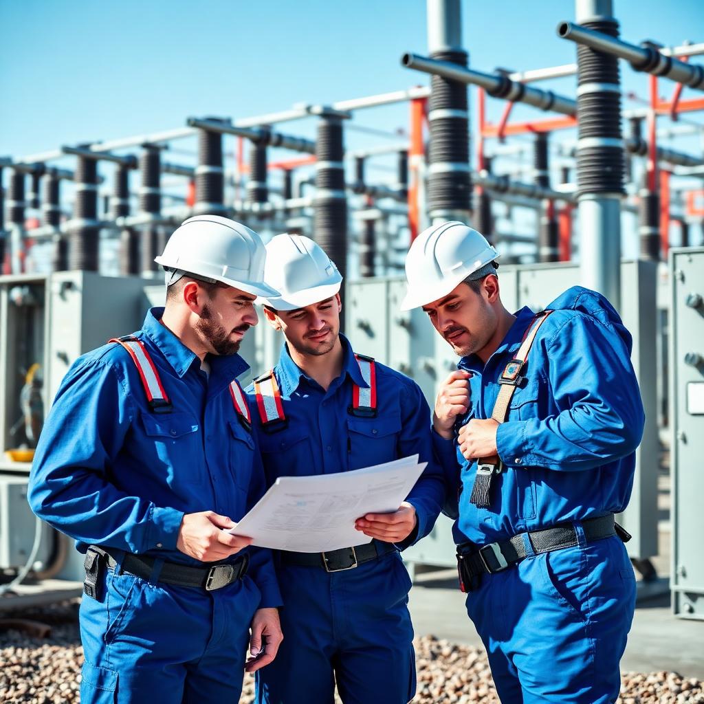 Equipe técnica da Indforça inspecionando subestação